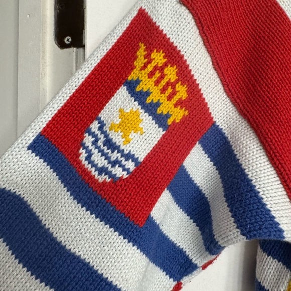 Adrienne Vittadini Sport Flag Print Cotton Crewneck Knit Sweater Sz Small Retro - Picture 4 of 13